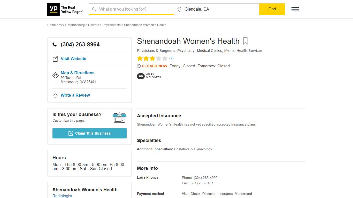 Shenandoah Women's Health in Martinsburg , WV